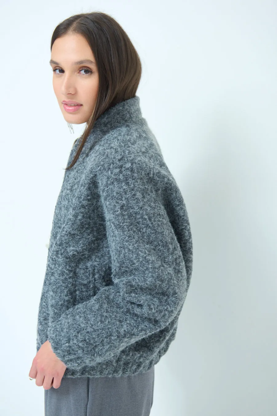 Zip-front wool blend bomber jacket wholesale